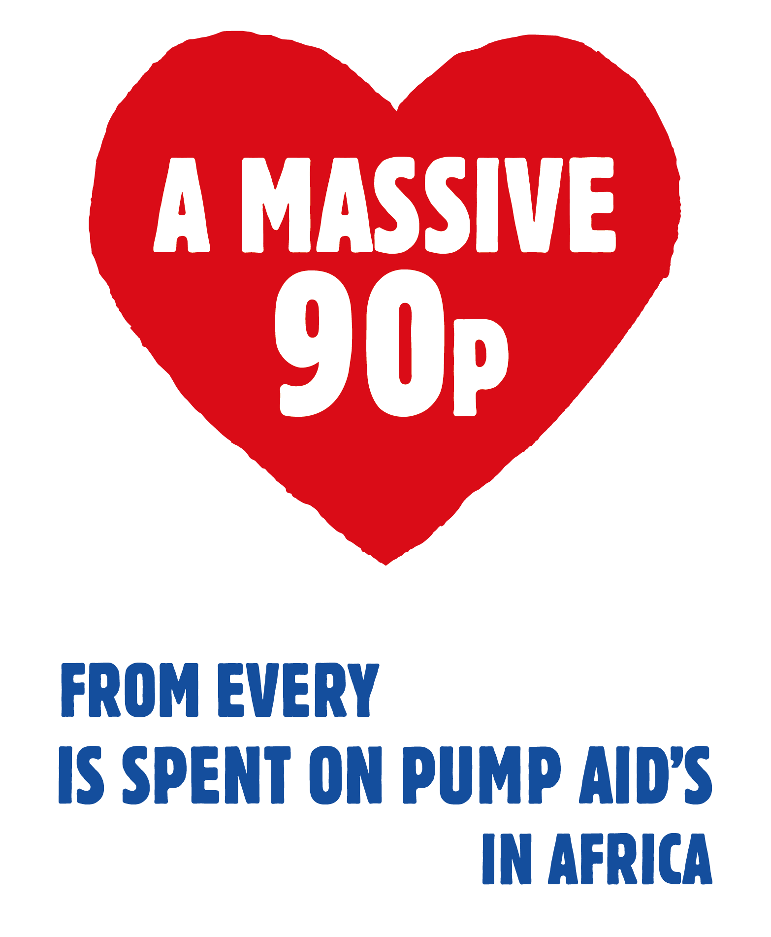 A massive 90p from every £1 donated is spent on Pump Aid's direct delivery in Africa